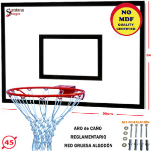 Tablero Basketball Aro Caño 45cm Red Blanca Premium