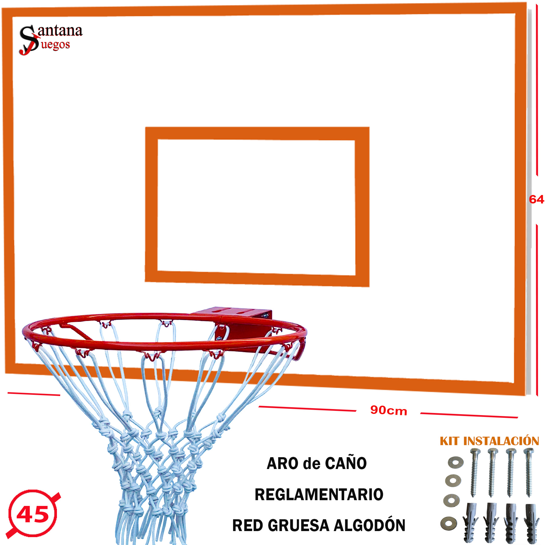 Tablero Basketball Aro Caño 45cm Red Blanca Premium - Imagen 3